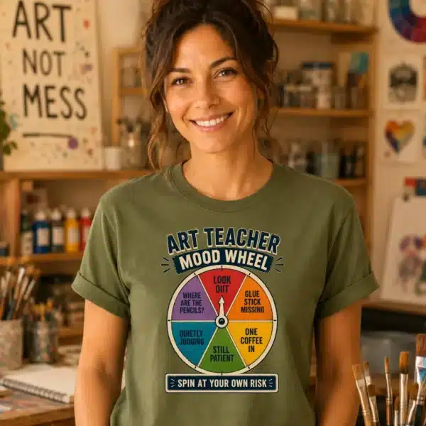 Color Wheel Shirt – Art Teacher Mood Wheel Funny Frog Tee - Image 2