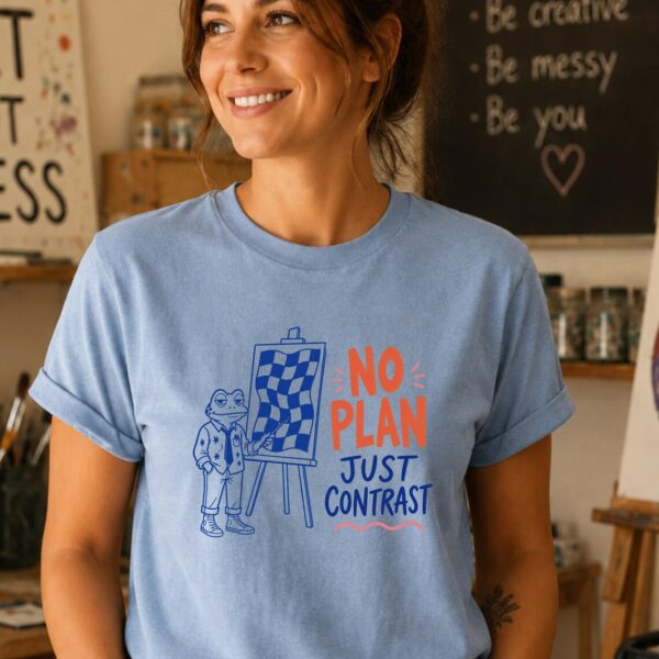 Color Theory Shirt – No Plan Just Contrast Funny Frog Art Tee - Image 2
