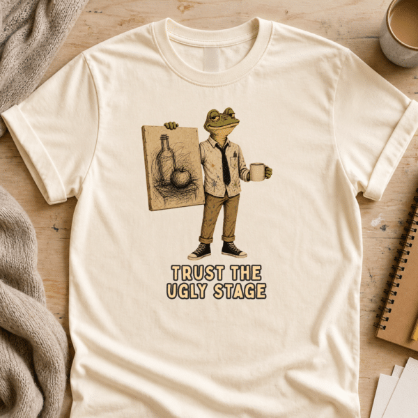 Creative Process Shirt – Trust The Ugly Funny Frog Art Teacher Tee - Image 2