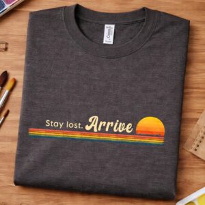 artsy quote shirt stay lost arrive design