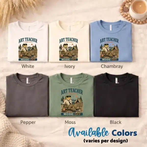 Teacher Camping Shirt – Art Teacher Camp Club Mode Off Funny Frog Tee - Image 4