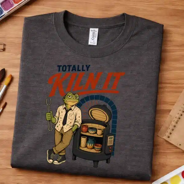 Ceramic Artist Shirt – Totally Kiln It Funny Frog Art Teacher Tee - Image 3