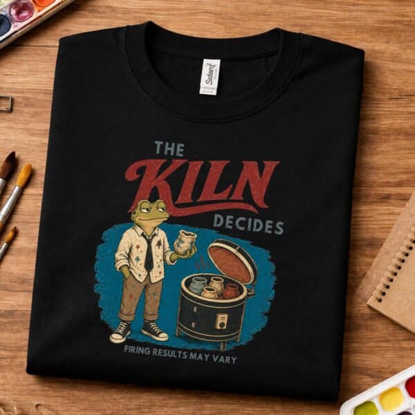 Ceramic Studio Shirt – The Kiln Decides Funny Frog Pottery Tee - Image 2