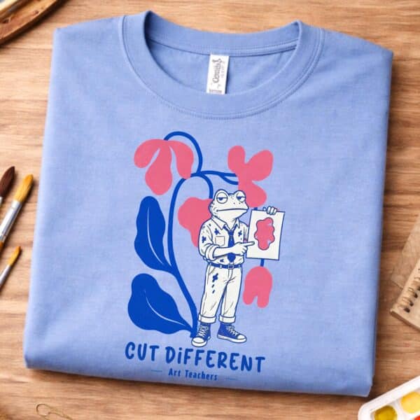 Creative Graphic Tee – Cut Different Funny Cool Frog Art Teacher Shirt - Image 3
