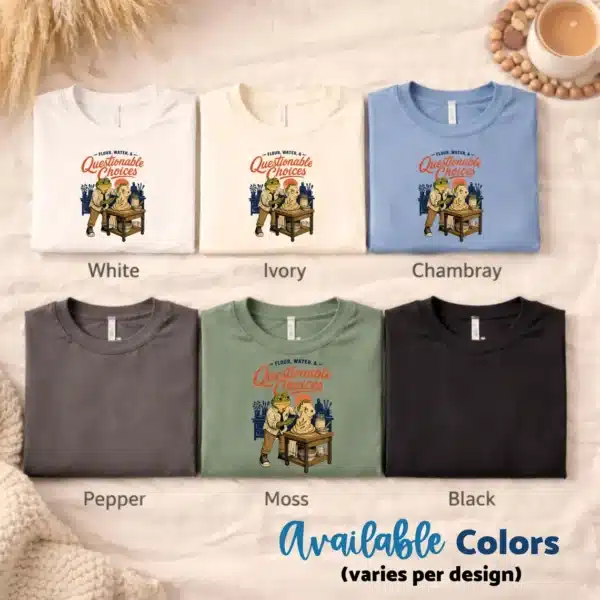 Bread Making Shirt – Flour Water Questionable Choices Funny Frog Tee - Image 4