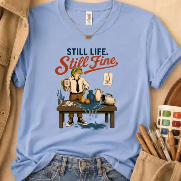 Still Life Shirt – Still Fine Funny Frog Art Teacher Tee - Image 3
