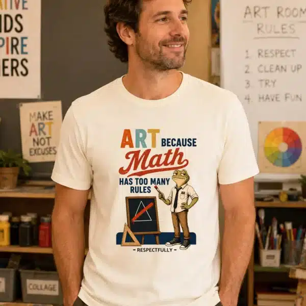 Funny Artist Tee – Art Because Math Has Too Many Rules Frog Shirt - Image 2