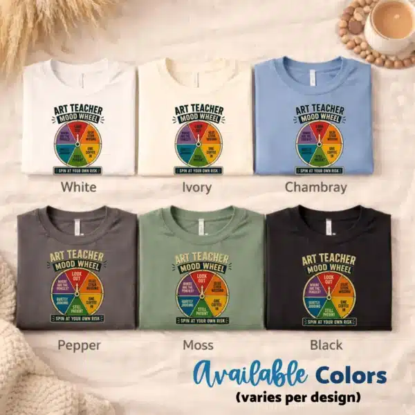 Color Wheel Shirt – Art Teacher Mood Wheel Funny Frog Tee - Image 4