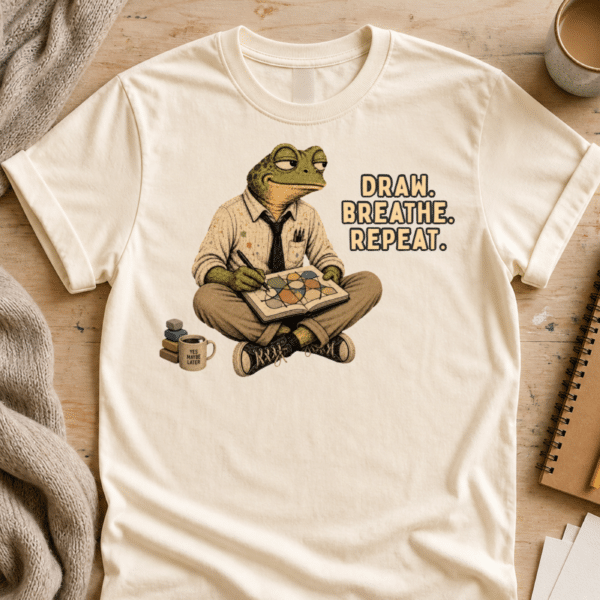 Artist Tee Shirt – Draw Breathe Repeat Art Teacher Funny Graphic Tee - Image 2