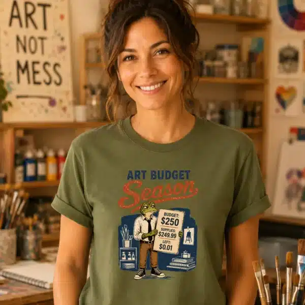 Teacher Budget Shirt – Art Budget Season Funny Frog Teacher Tee - Image 3