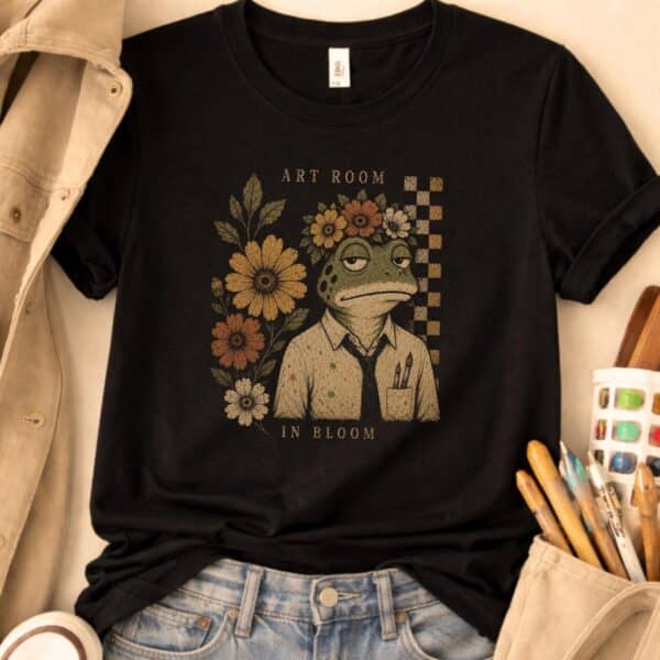 Art Teacher Garden Shirt – Art Room In Bloom Frog Inspiring Teacher Tee - Image 3