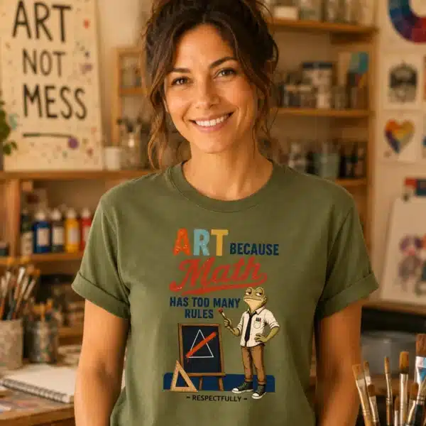 Funny Artist Tee – Art Because Math Has Too Many Rules Frog Shirt - Image 3
