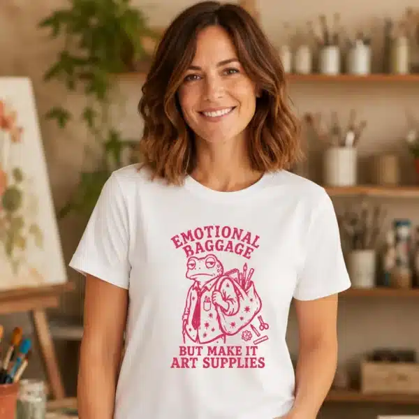 Artist Funny Shirt – Emotional Baggage But Make It Art Supplies Tee - Image 2