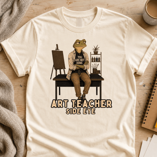 Art Teacher Gift – Side Eye Funny Frog Art Teacher Shirt - Image 4