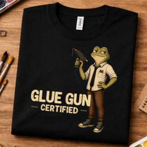 funny art teacher tee glue gun certified frog