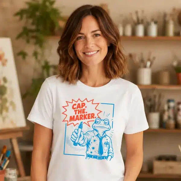 Marker Drawing Shirt – Cap The Marker Funny Frog Art Teacher Tee - Image 2