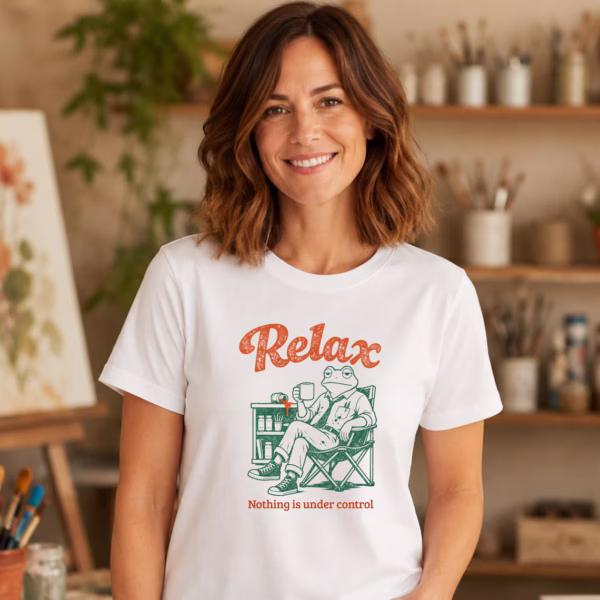 Artist Lifestyle Shirt – Relax Nothing Is Under Control Frog Funny Tee - Image 3