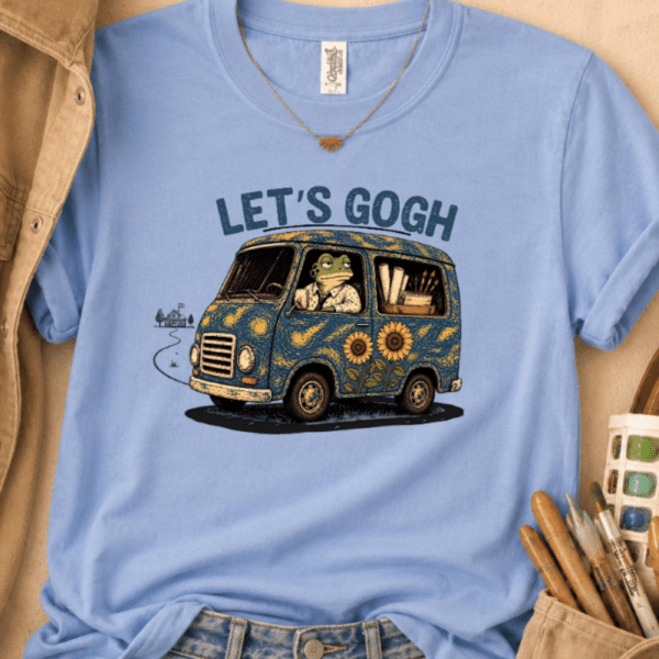 Van Life Artist Shirt – Let’s Gogh Funny Frog Art Teacher Tee - Image 2
