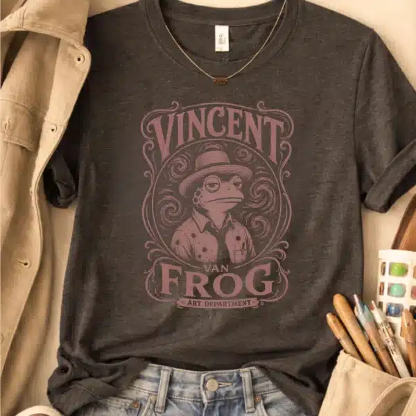 Frog Artist Shirt – Vincent Van Frog Funny Vintage Art Teacher Tee - Image 2