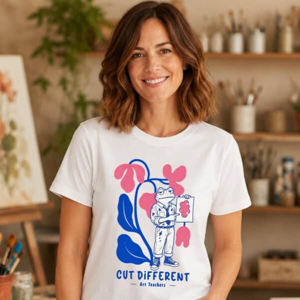 Creative Graphic Tee – Cut Different Funny Cool Frog Art Teacher Shirt - Image 2