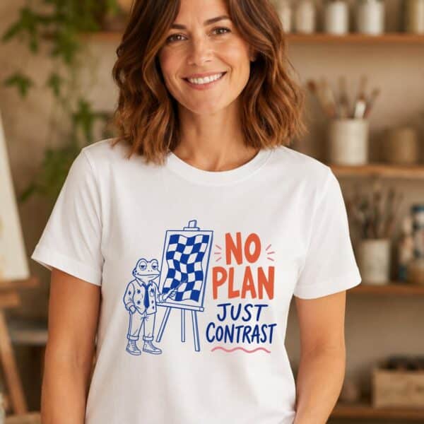 Color Theory Shirt – No Plan Just Contrast Funny Frog Art Tee - Image 3