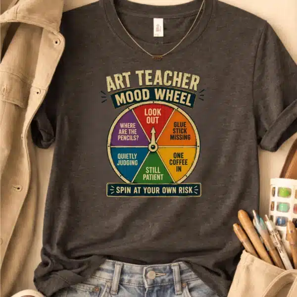 Color Wheel Shirt – Art Teacher Mood Wheel Funny Frog Tee - Image 3