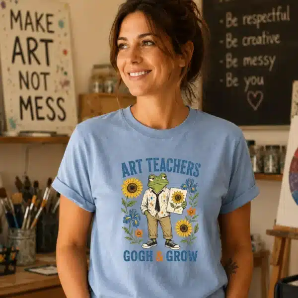 Art Teacher Aesthetic Shirt – Art Teachers Gogh and Grow Frog Inspiring Tee - Image 3