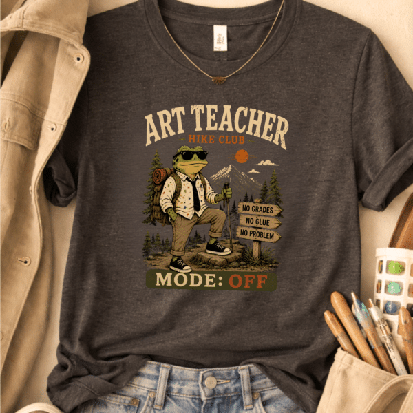 Teacher Hiking Shirt – Art Teacher Hike Club Funny Frog Tee - Image 3
