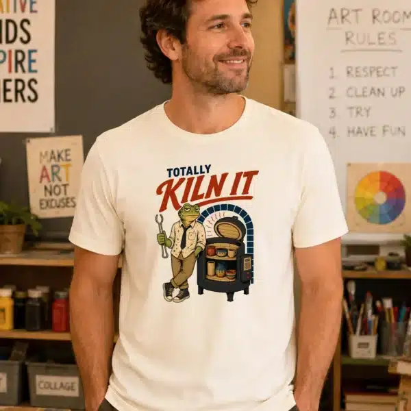 Ceramic Artist Shirt – Totally Kiln It Funny Frog Art Teacher Tee - Image 2