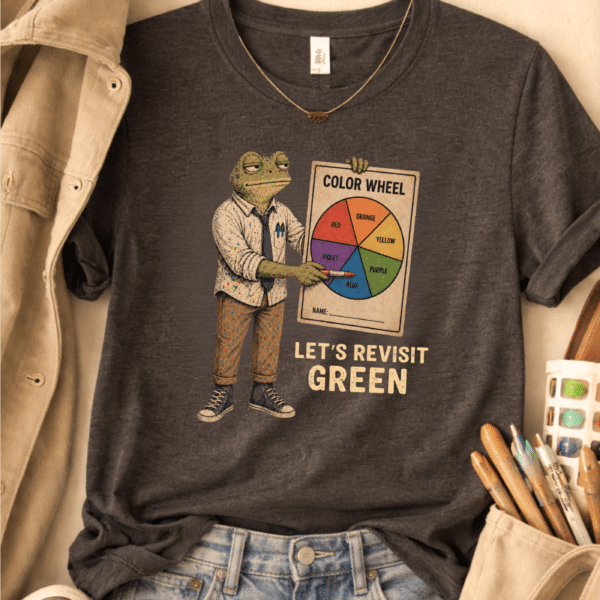 Art Teacher Shirt Funny – Let’s Revisit Green Frog Classroom Tee - Image 2