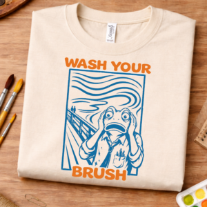 painting teacher shirt wash your brush frog