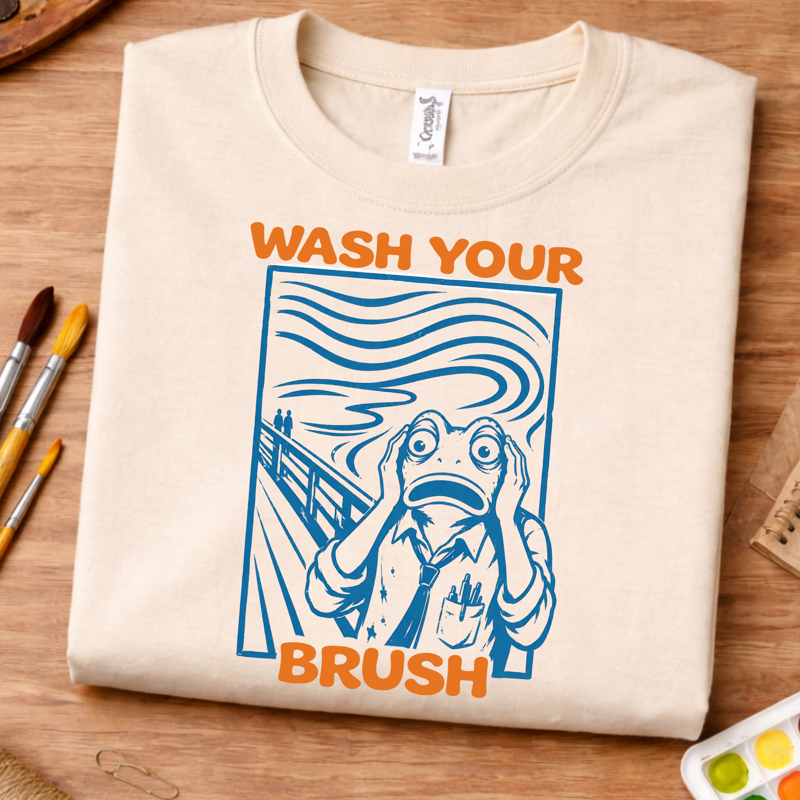 painting teacher shirt wash your brush frog