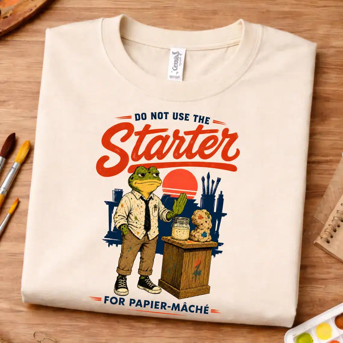 paper mache shirt starter frog design