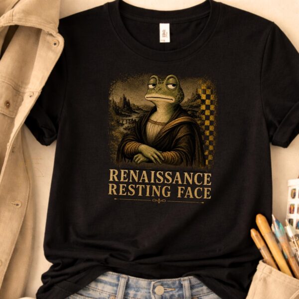 Renaissance Art Shirt – Renaissance Resting Face Funny Frog Tee - Image 3
