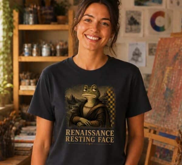 Renaissance Art Shirt – Renaissance Resting Face Funny Frog Tee - Image 2