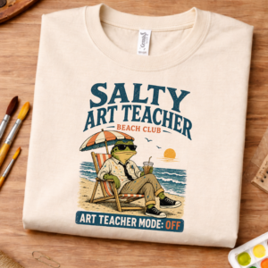 teacher beach shirt salty art teacher frog