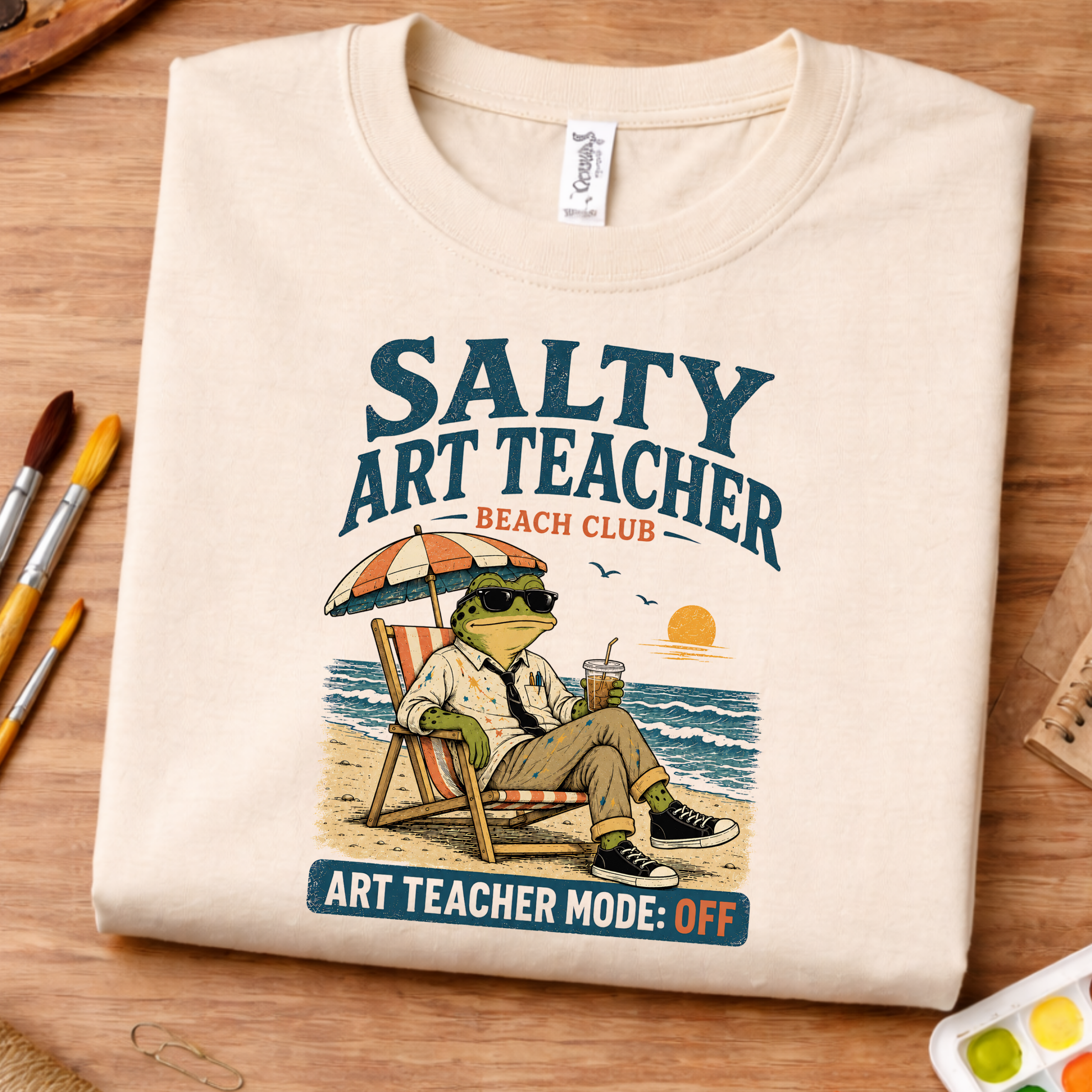 teacher beach shirt salty art teacher frog