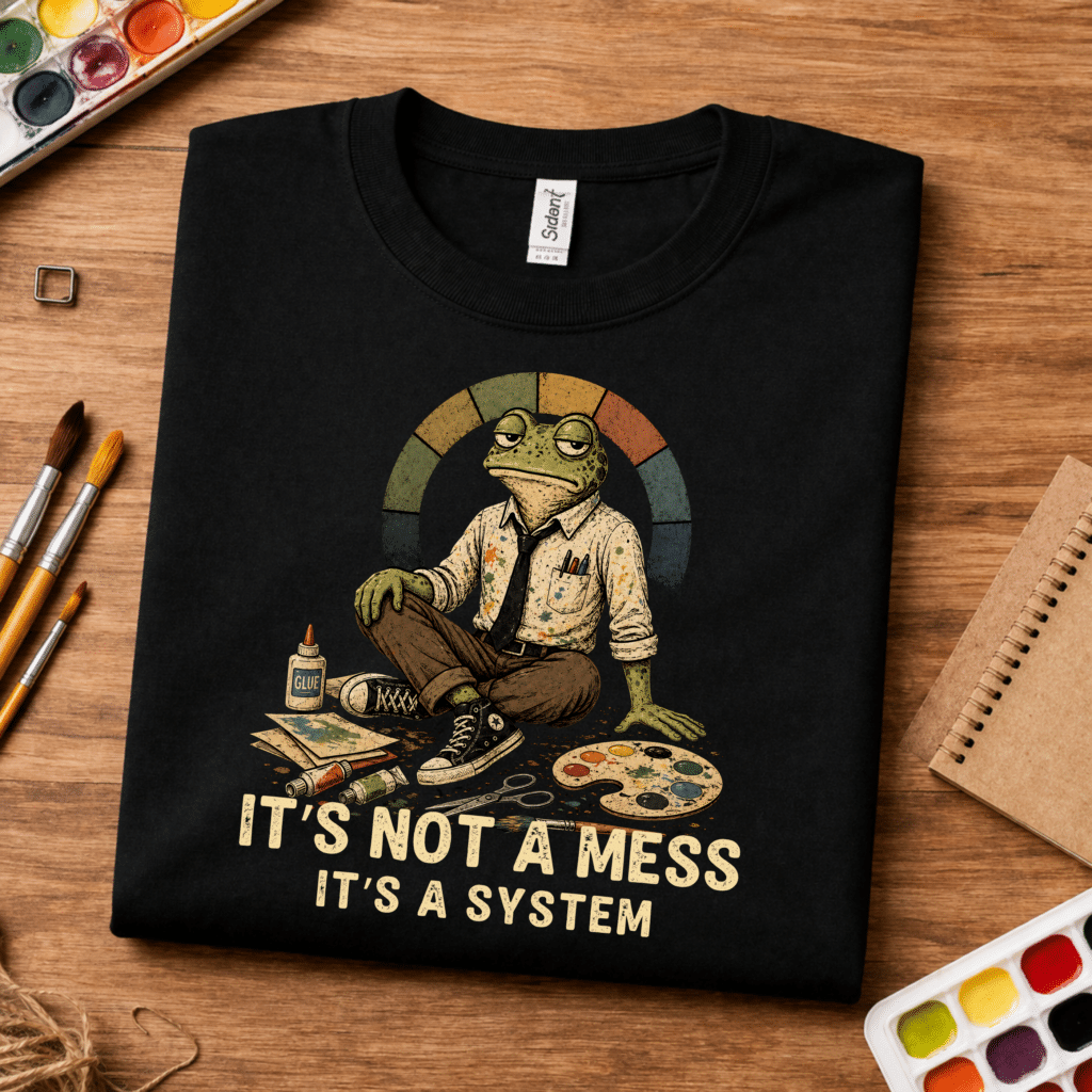 teacher graphic tee funny mess system frog