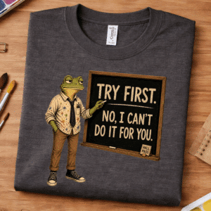 teacher graphic tee try first frog design