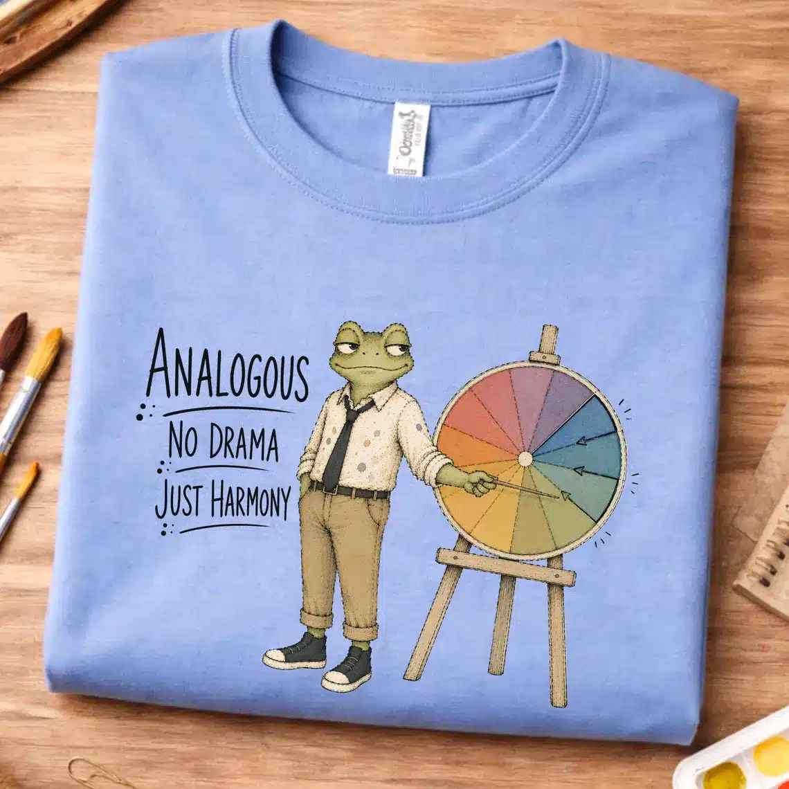Analogous colors shirt with No Drama Just Harmony Vincent Van Frog design