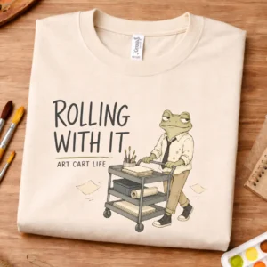 Art cart shirt featuring Rolling With It Vincent Van Frog design