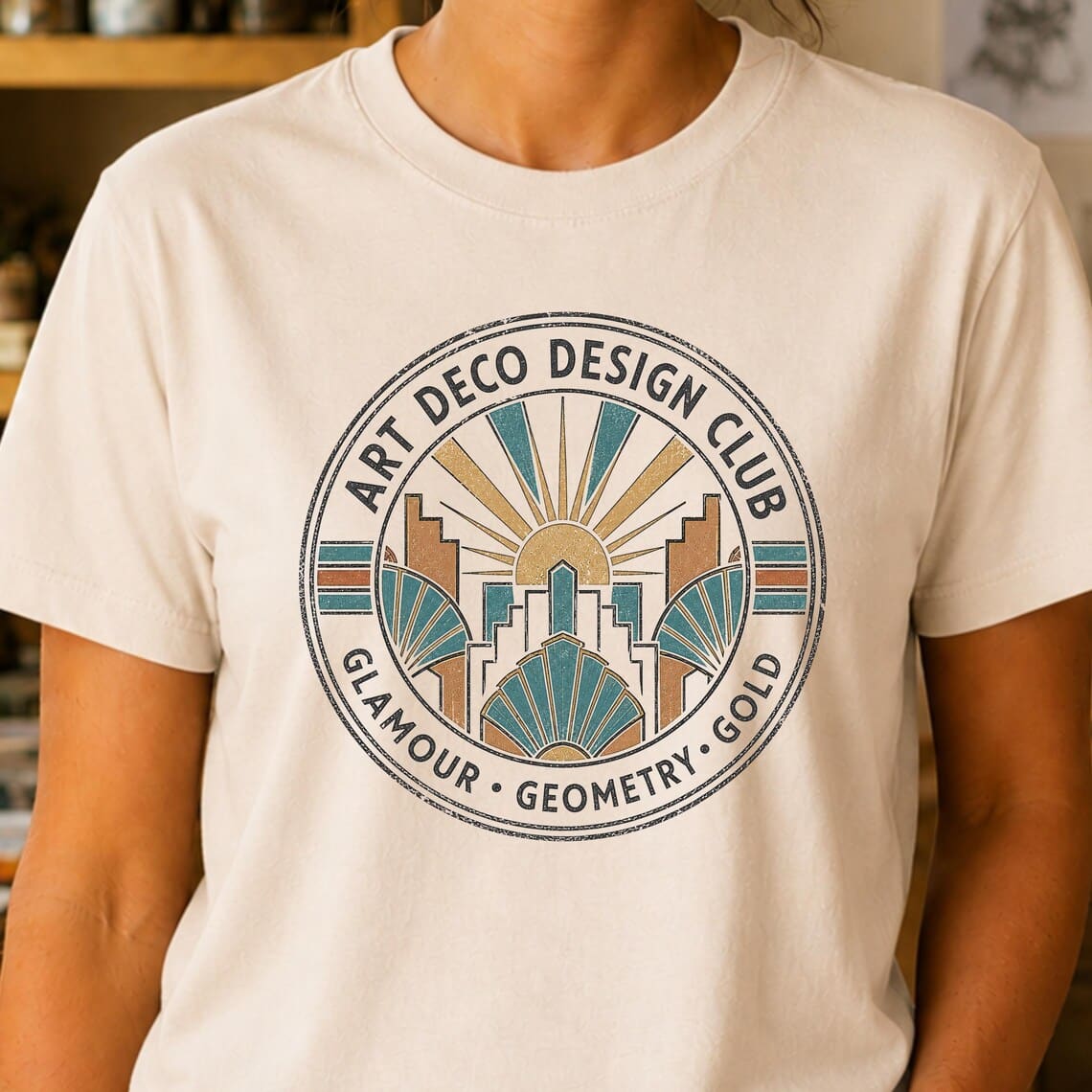 Art deco shirt featuring vintage geometric design