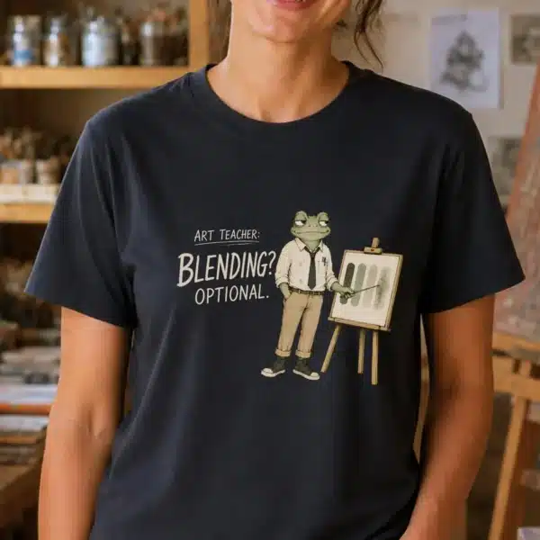 Color Pencil Shirt – Blending Optional Funny Frog Art Teacher Tee - Image 2