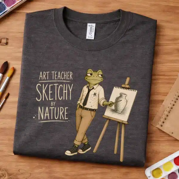 Artist Sketch Shirt – Art Teacher Sketchy By Nature Frog Tee Funny - Image 3