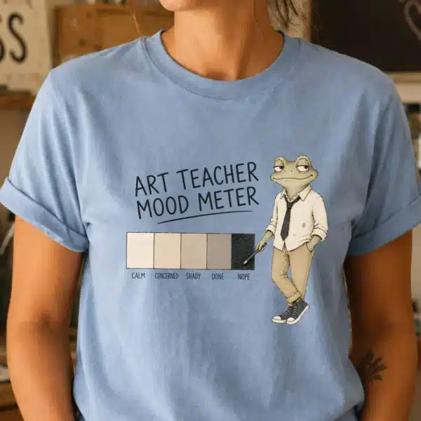 Teacher Mood Shirt – Art Teacher Mood Meter Funny Frog Tee - Image 2