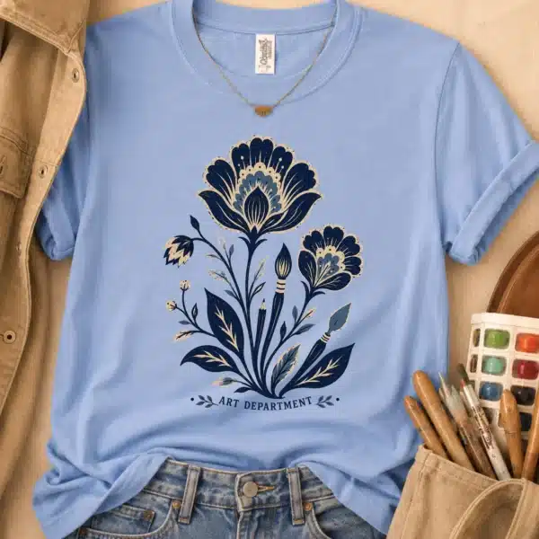 Botanical Art Shirt – Art Department Floral Graphic Tee Inspiring - Image 2
