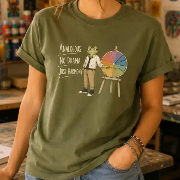 Analogous Colors Shirt – No Drama Just Harmony Frog Art Tee Funny - Image 2