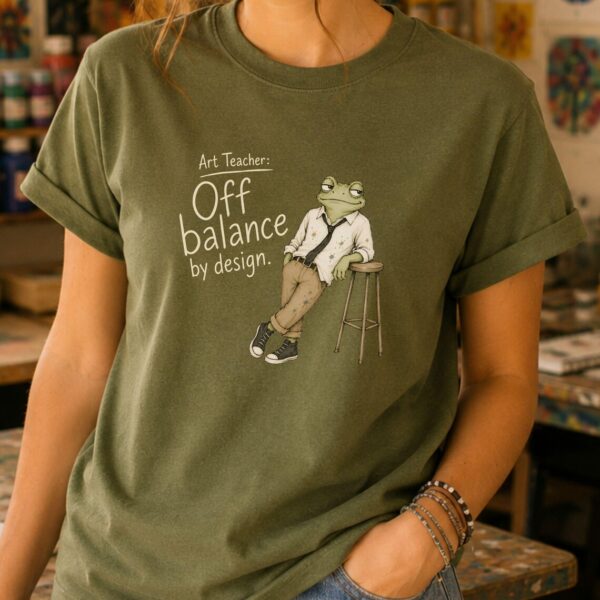 Design Principles Shirt – Off Balance By Design Frog Art Tee Funny - Image 3