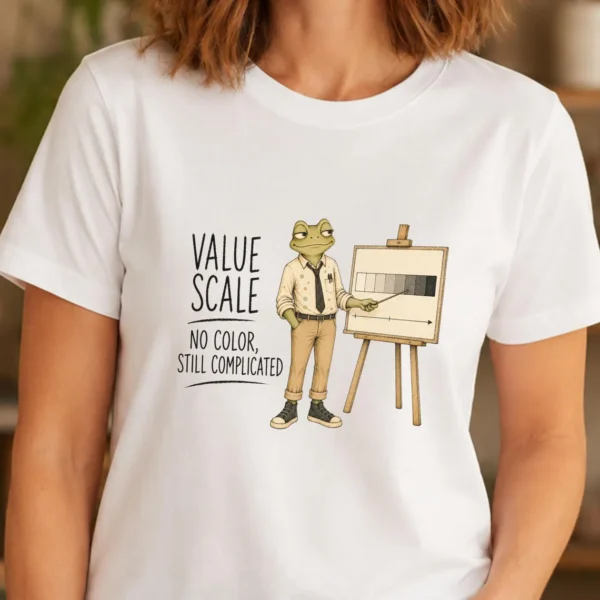 Value Scale Shirt – No Color Still Complicated Frog Art Tee Funny - Image 3