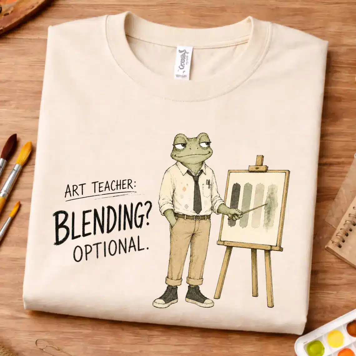Color pencil shirt featuring Blending Optional Vincent Van Frog design